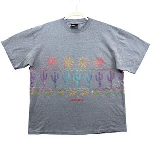 Vintage Sedona Shirt Mens XL Gray Southwest Cactus Single Stich Made in USA 90s